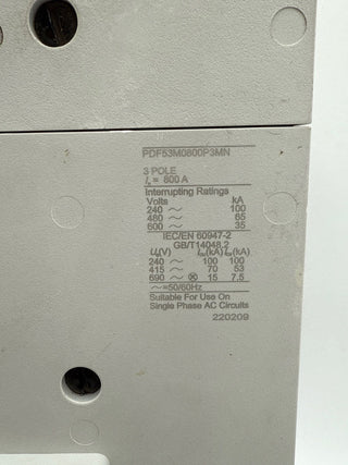 Eaton PDF53M0800P3MN Circuit Breaker 800A 3P 600V PXR 25 LSIG 800 Amp New