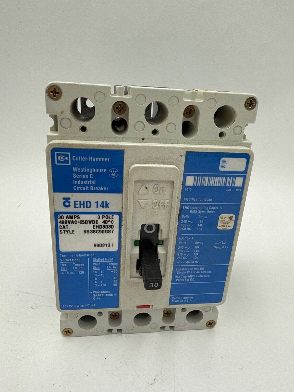 Cutler-Hammer EHD3030 Used