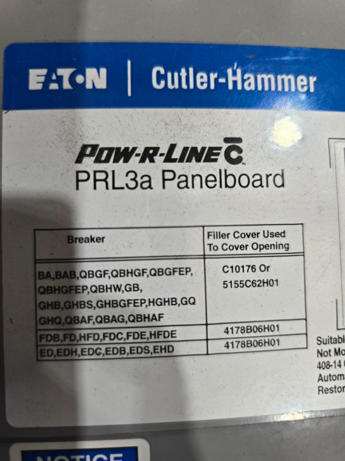 Eaton PRL3A Panelboard 400A 480V 3PH 3W MCB 400 Amp Panel HFD3225 225 Amp Used