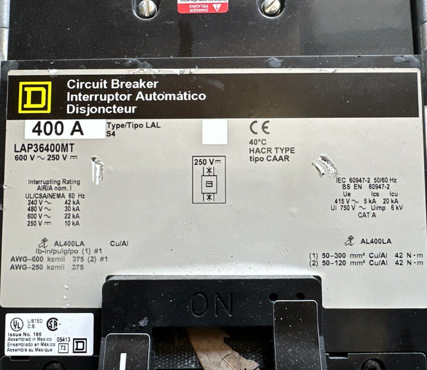 Square D NF Panelboard 400A 480/277V 3PH 4W Main LAP36400MT W/ JDL36200 30 Cir P555 Used