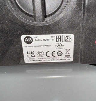 Allen Bradley 2100 200A Fusible Disconnect Feeder 26" MCC Bucket 600V 1494U-D200 New