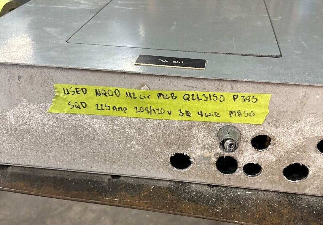 Square D NQOD442M225 Panelboard 225A 208/120V 3PH Indoor Encl 42 Cir 225 Amp MCB P385 Used