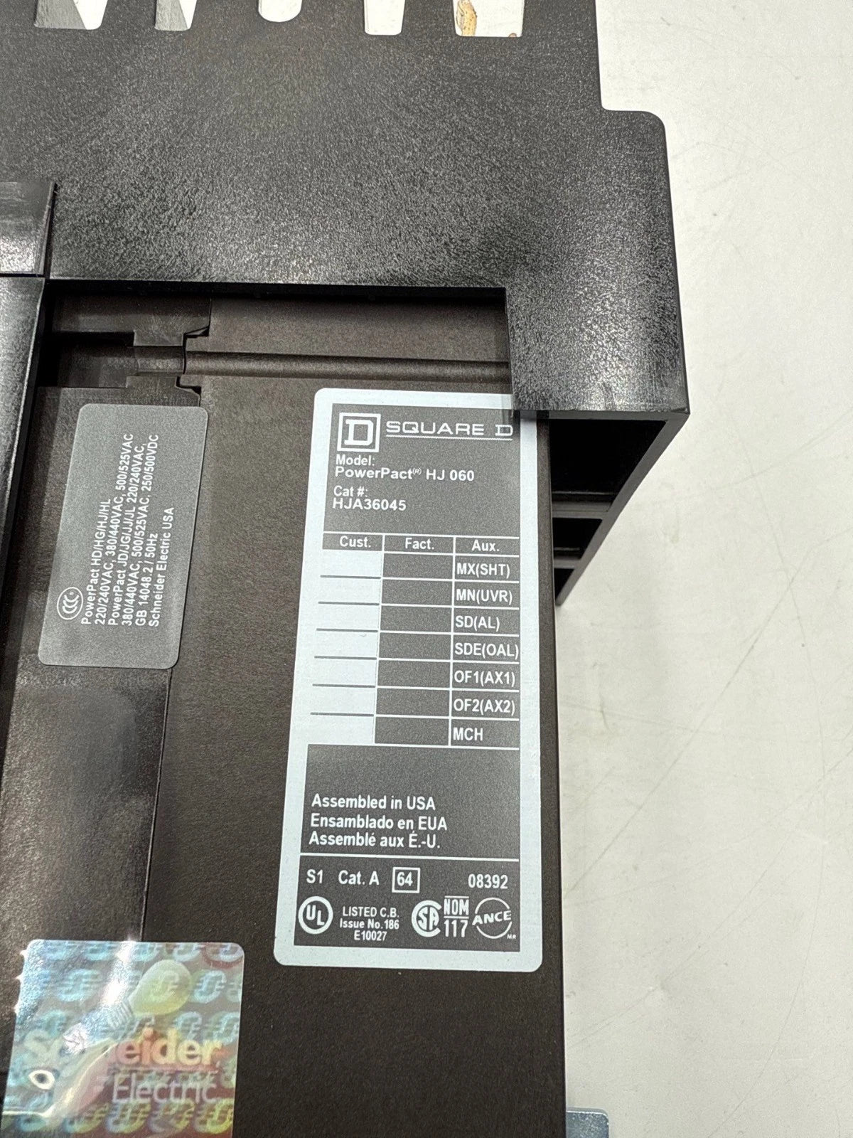 Square D HJA36045 I-Line Circuit Breaker 45A 3P 600V 3PH HJA 45 Amp 3 Pole Used