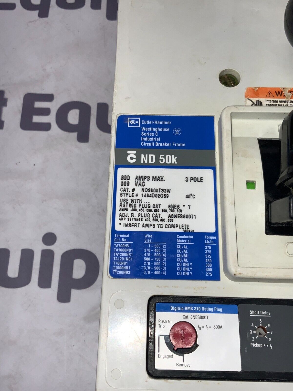 Cutler-Hammer ND3800T33W Used