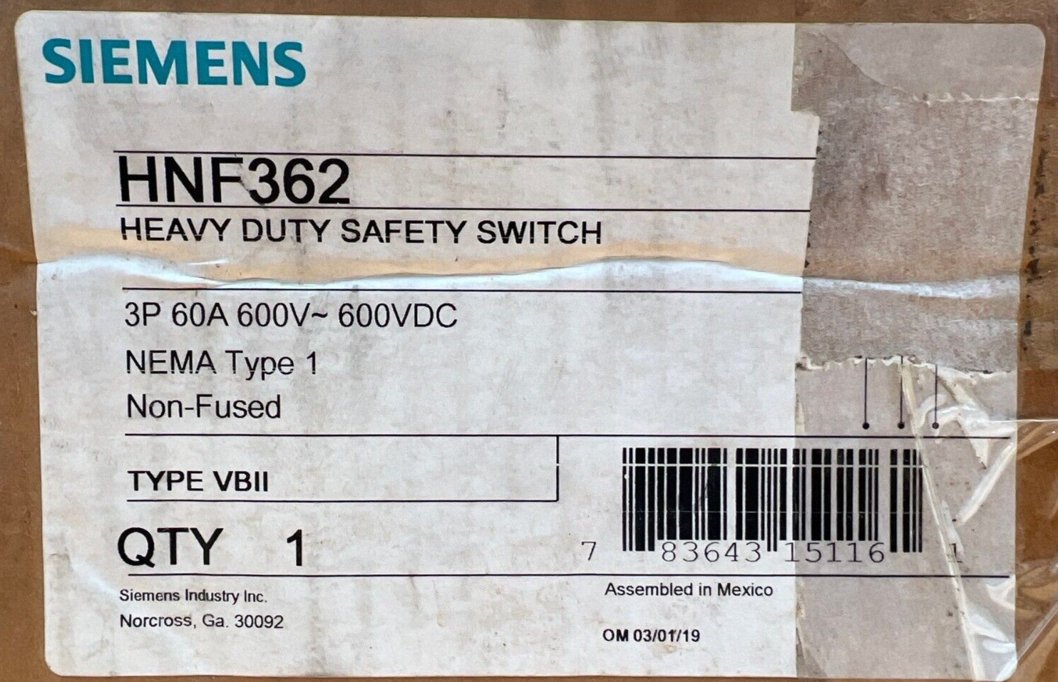 Siemens HNF362 New