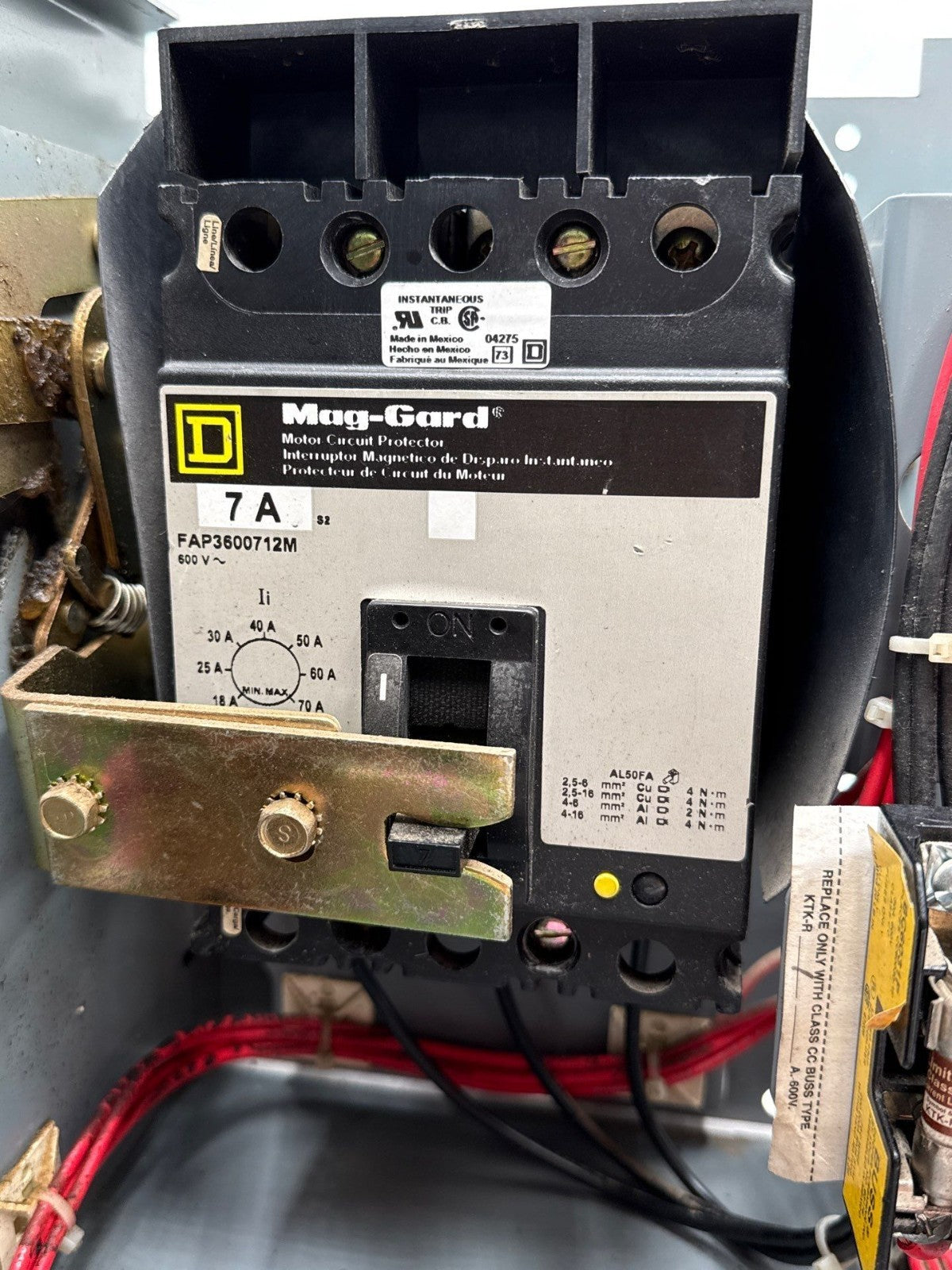 Square D Model 6 12" 7A Combo MCC Bucket Size 1 Starter FAP3600712M 8536SCO3S Used