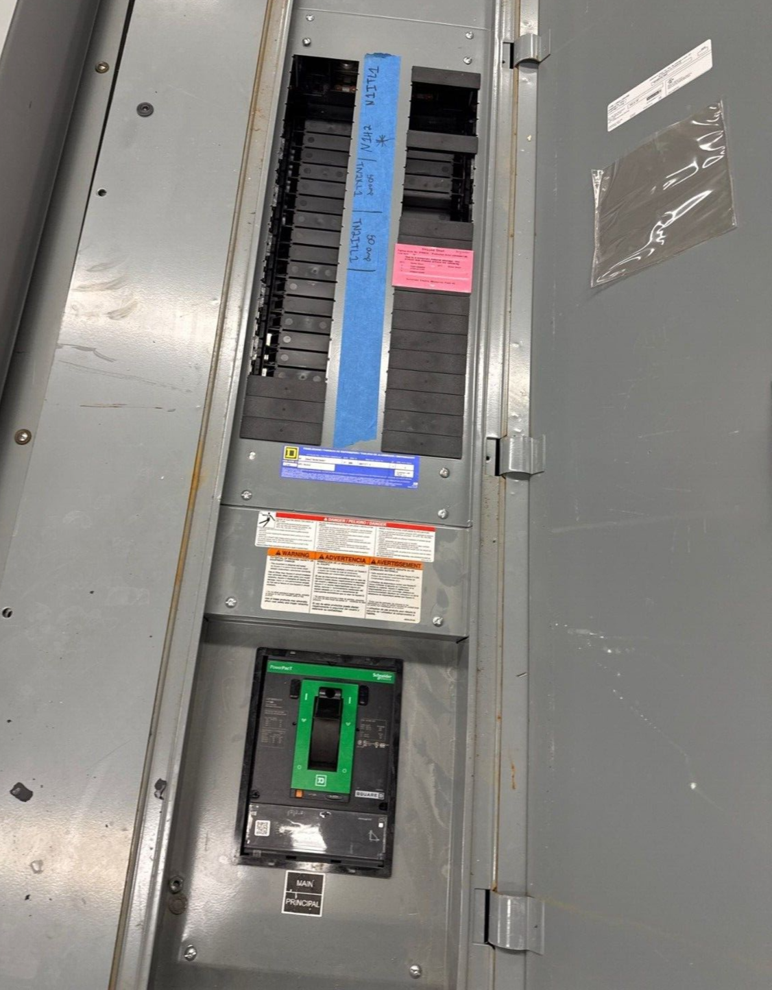 Square D NF Panelboard 600A 480Y/277V 3PH 4W 42 Cir Indoor Encl MCB LGP36600U31X P608 Used