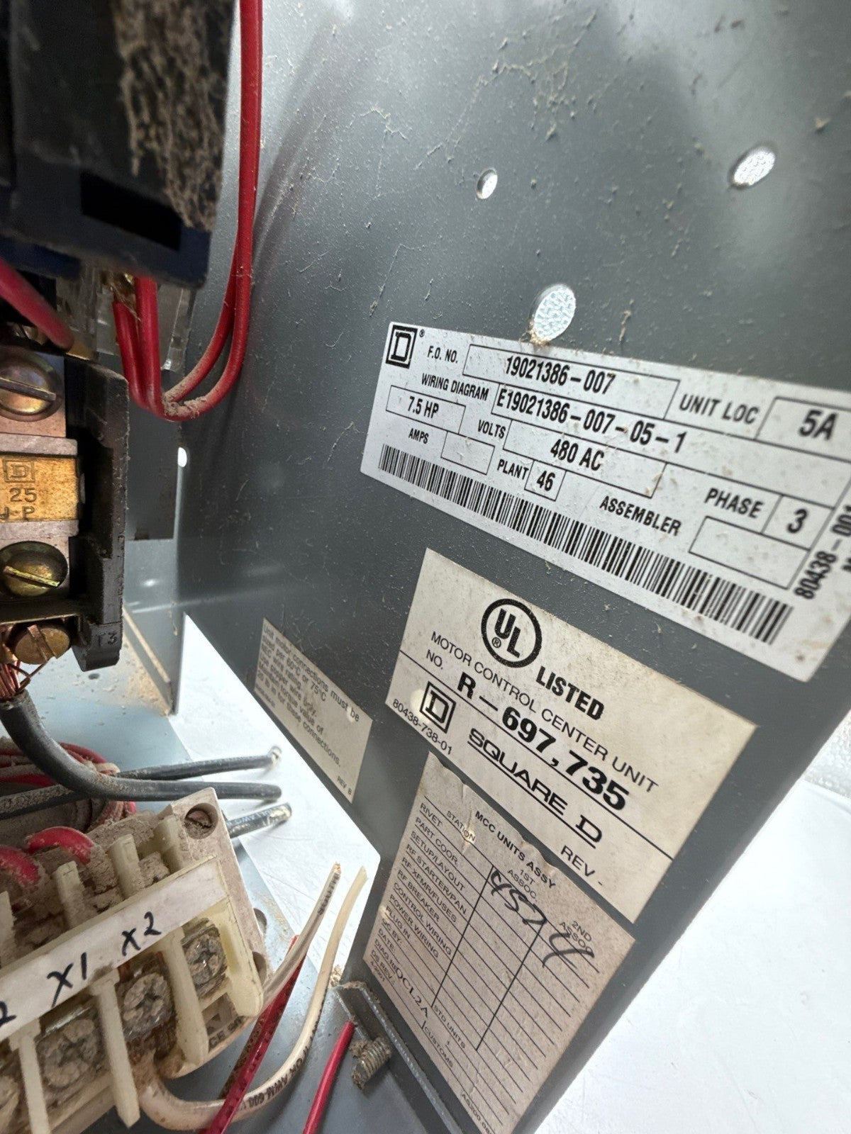 Sq D Model 6 50A 12" Size 1 Starter MCC Bucket Motor Control 50 Amp FAL3605016M Used