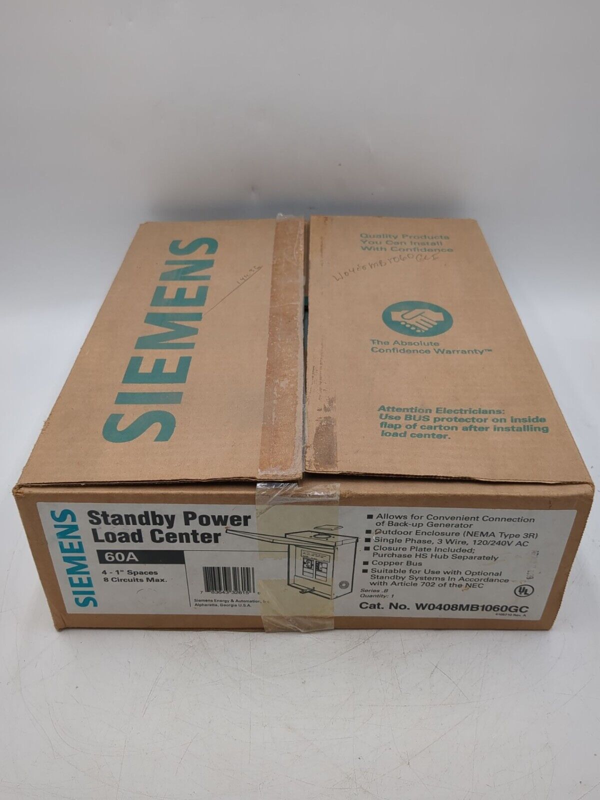 Siemens W0408MB1060GC Standby Power Load Center 60A 120/240V Type 3R New