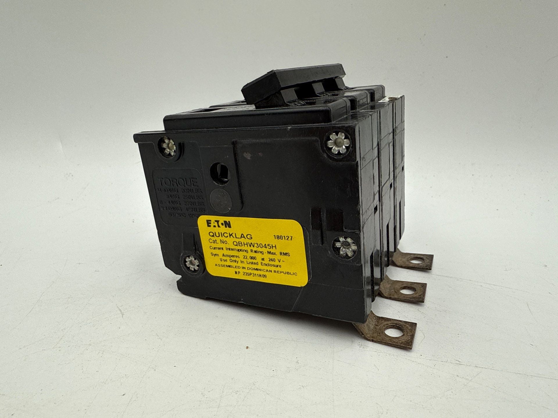 Eaton QBHW3045H Circuit Breaker 45A 3P 240V QBHW 22kA 45 Amp 3 Pole Bolt On Used