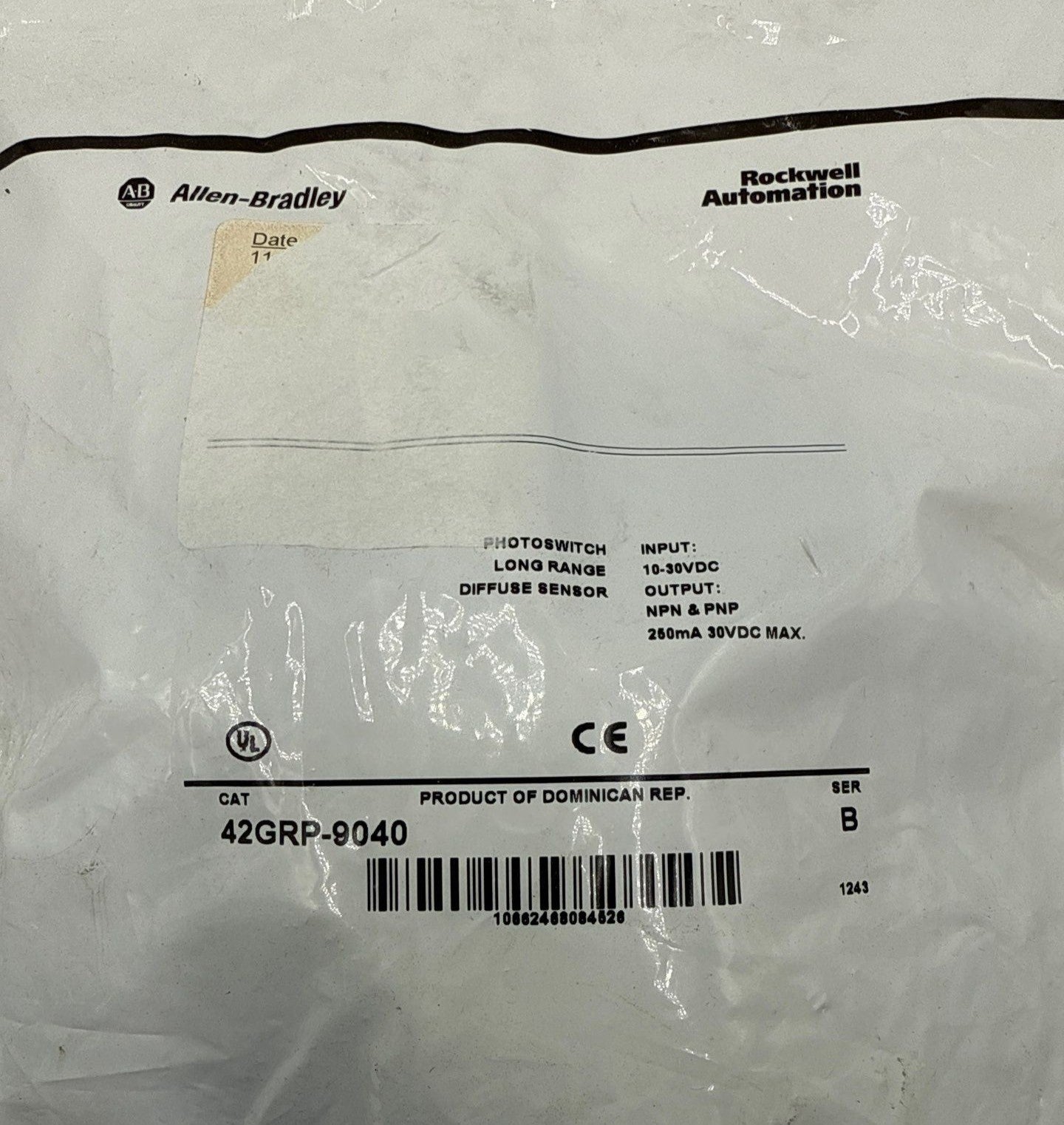 Allen-Bradley 42GRP-9040 Long Range Photoswitch Diffuse Sensor 10-30VDC 250mA New