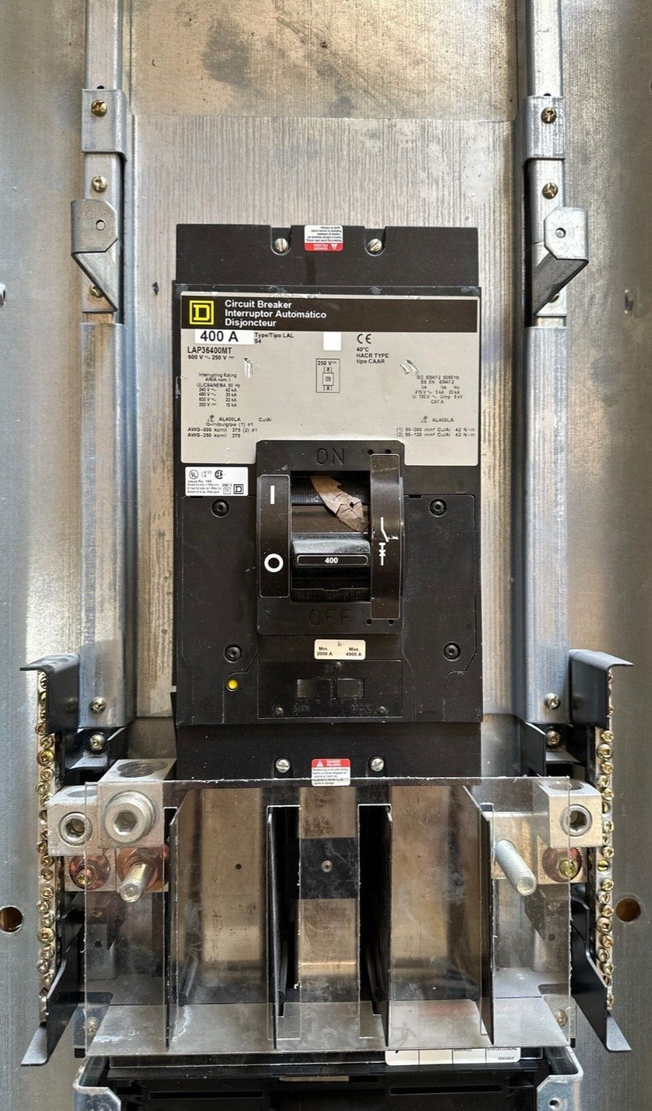 Square D NF Panelboard 400A 480/277V 3PH 4W Main LAP36400MT W/ JDL36200 30 Cir P555 Used