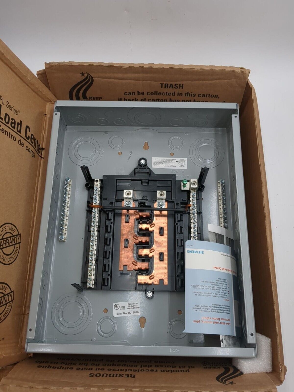 Siemens P1224L1125CU Main Lug Load Center 125A 120/240V Type 1 Indoor 12 Space New