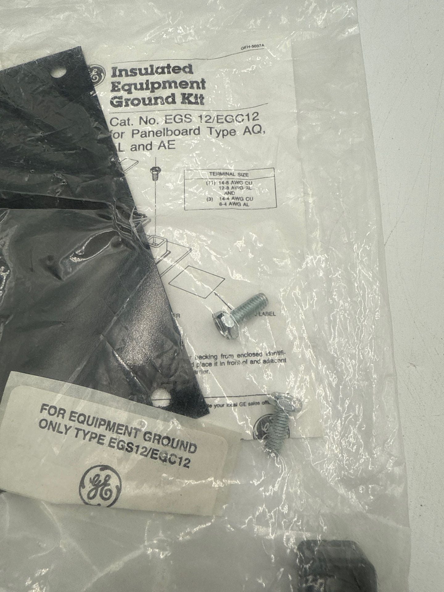 GE EGS 12/EGC12 Insulated Ground For Panelboard Type AQ AL and AE New