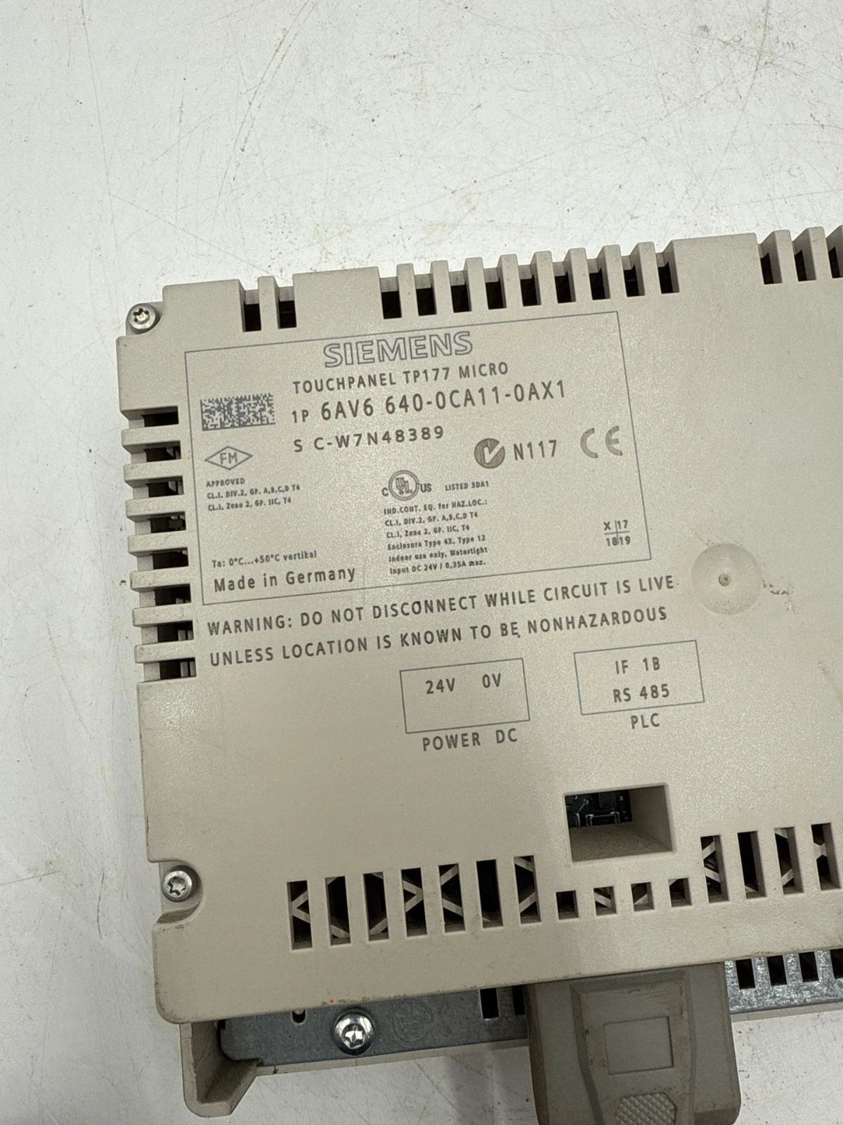 Siemens 6AV6 640-0CA11-0AX1 Touch Panel TP177 Micro Operator Display 5.7" CRACK Used