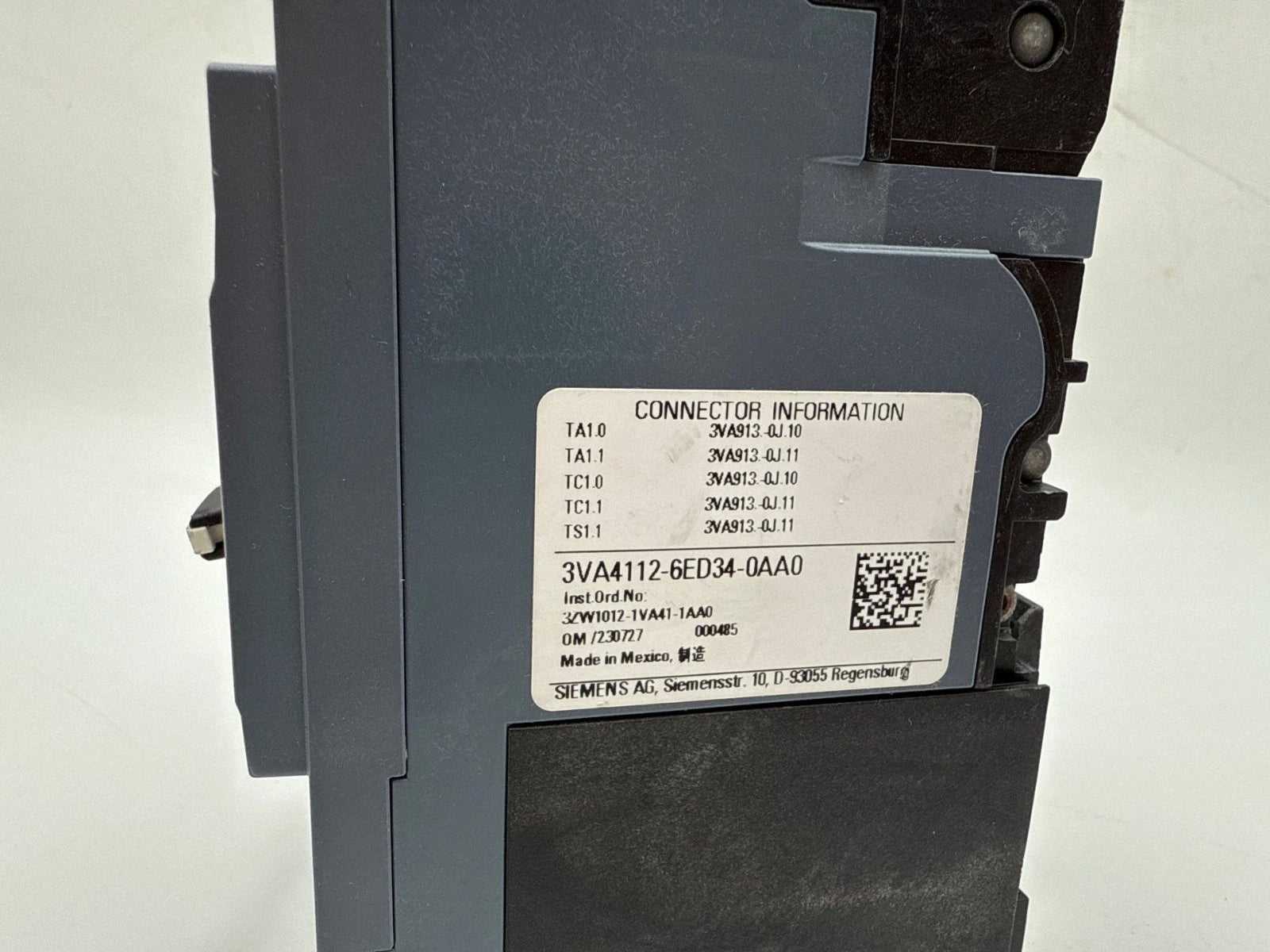 Siemens 3VA4112-6ED34-0AA0 Circuit Breaker 125A 3P 600V Shunt Trip 3VA9978-0BL32 New