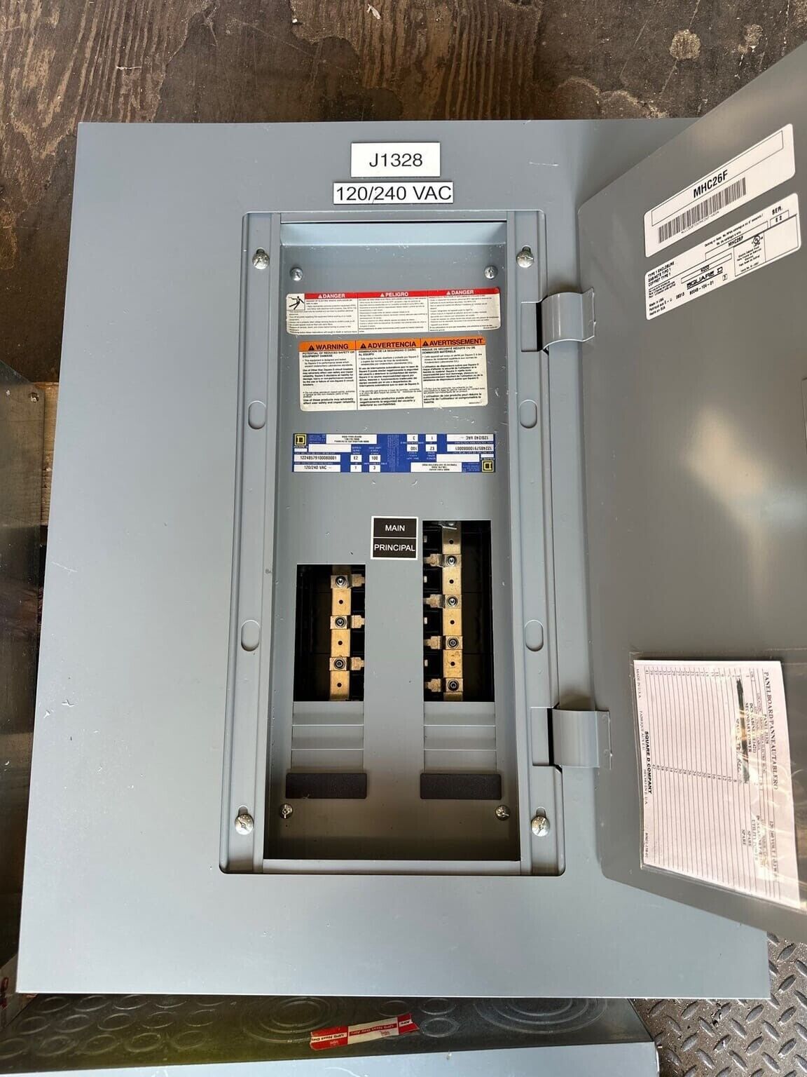 Square D NOQD Panelboard 100A 120/240V 1PH 3W MLO Main Lug 24 CIR NEMA 1 P527 Used