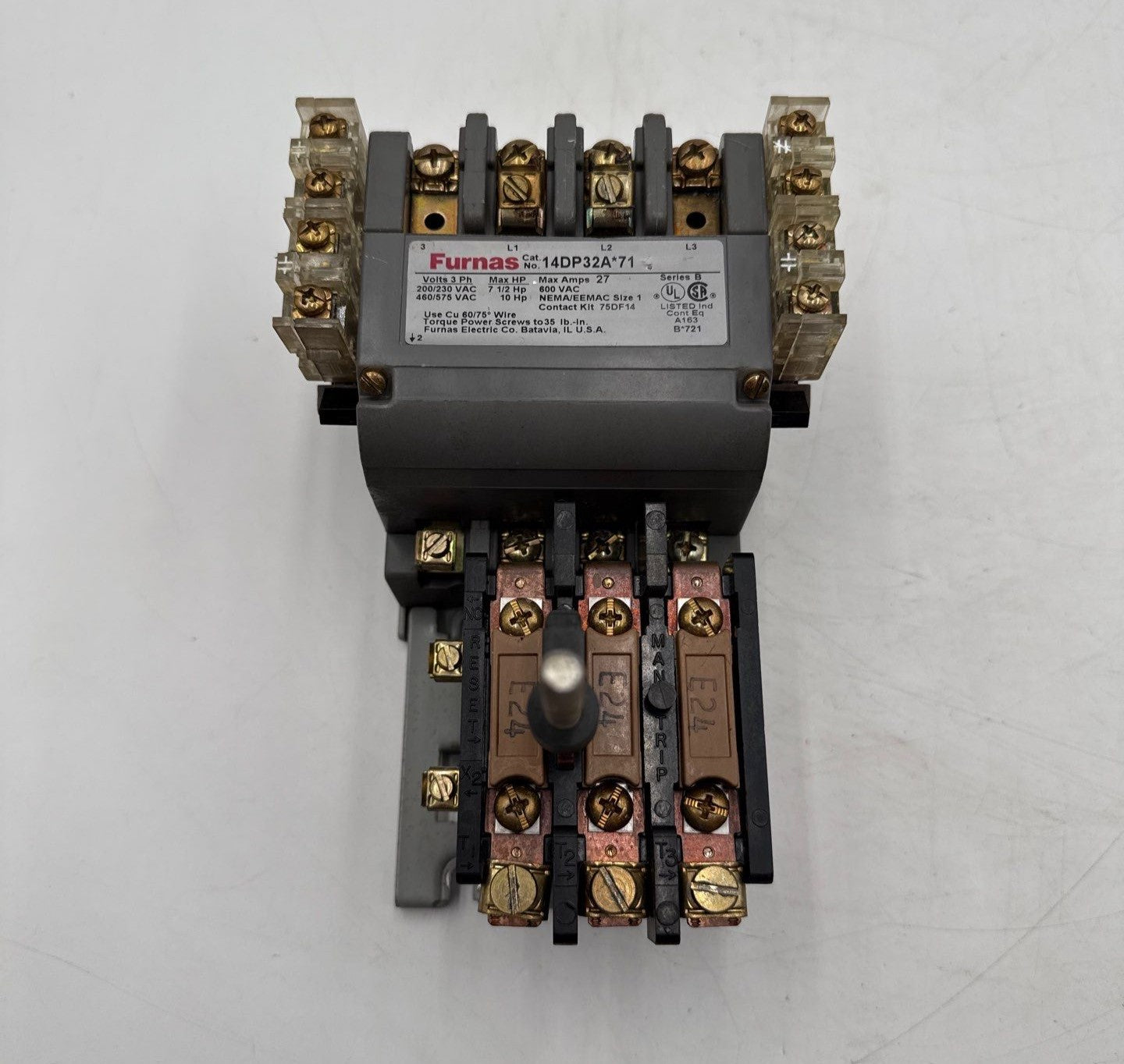 Furnas 14DP32AF71 Magnetic Starter 27A 3P 600V Size 1 Coil 110-120V Used