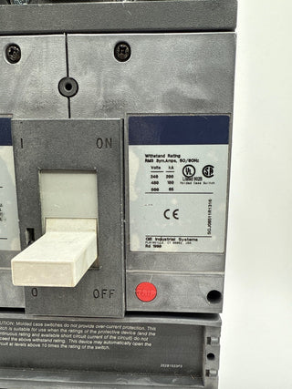 GE SGDA36AN0400 Circuit Breaker 400A 3P 600V SGDA 400 Amp 3 Pole Used