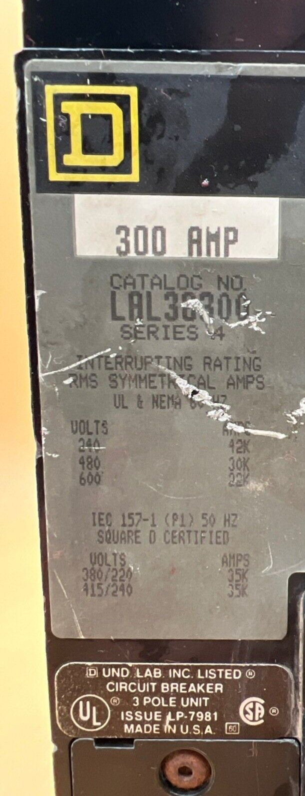 Square D LAL36300 Used