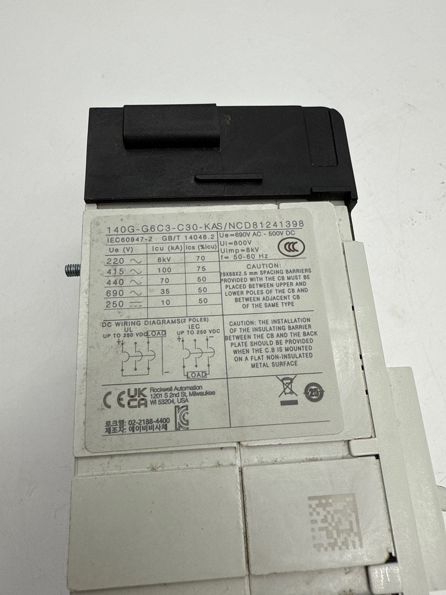 Allen Bradley 140G-G6C3-C30-KA Circuit Breaker 30A 3P 600V 140G 30 Amp 3 Pole Used