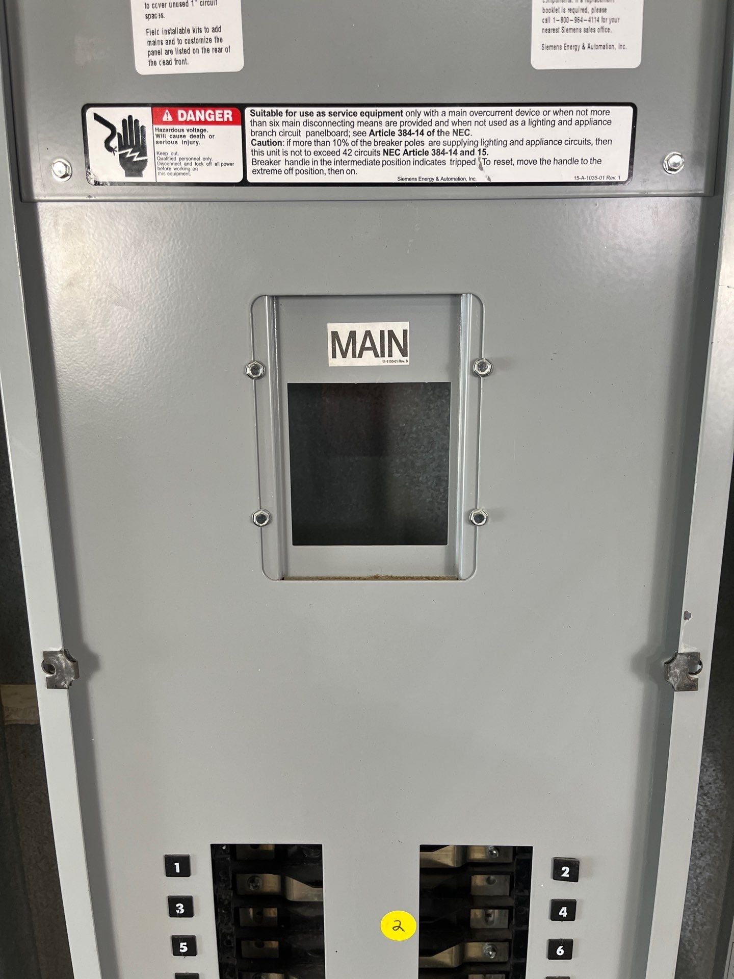 Siemens P1C42JX400ATF P1 Panelboard 400A 208/120V 3PH 4W 42 Circuit MCB Indoor Encl B68 Used