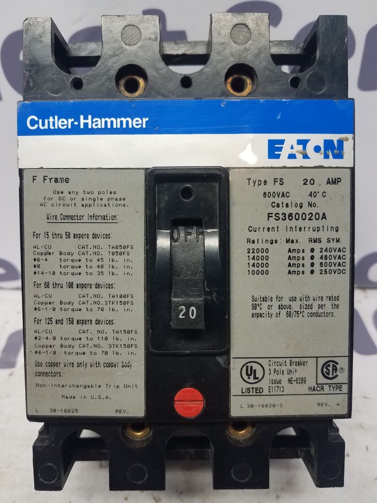 Cutler-Hammer FS360020A Used