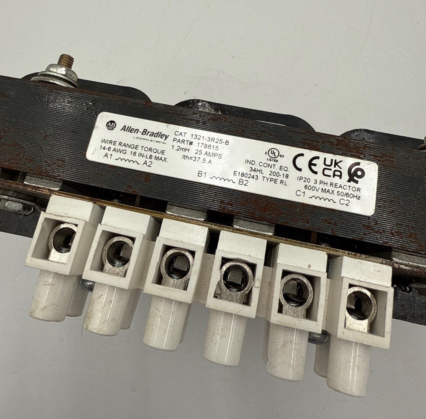 Allen Bradley 1321-3R25-B Line Reactor 3PH 1.2mH 25A 600V IP20 Open Type Used