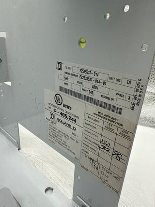 Square D Model 6 12" 40A Feeder MCC Bucket FHP36040 40 Amp Breaker Used