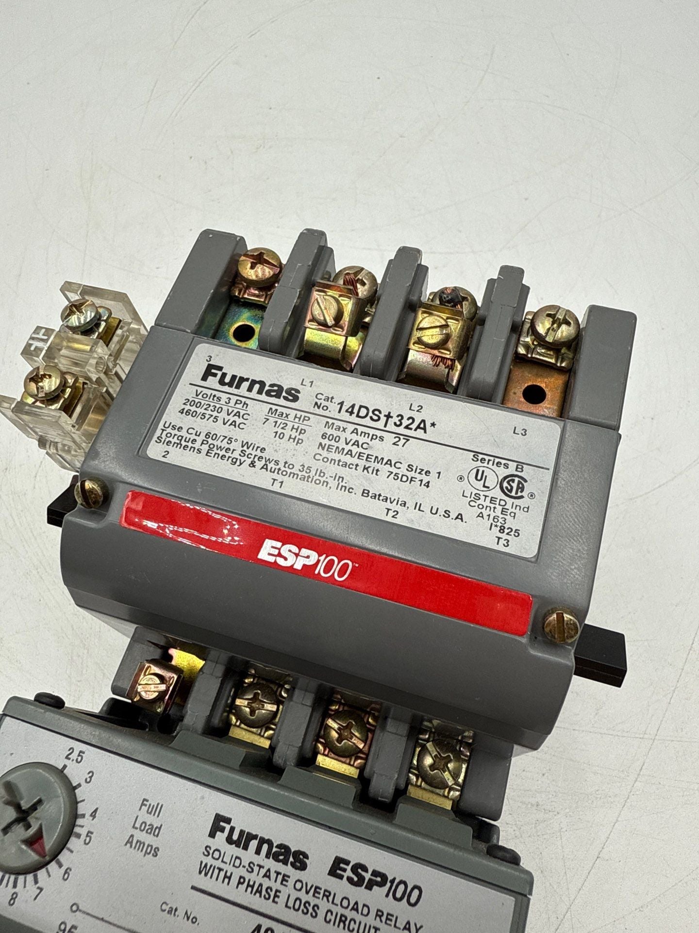 Furnas 14DS+32A Magnetic Starter 27A 3P 600V Size 1 Coil 110-120V 48ASD3M20 Used
