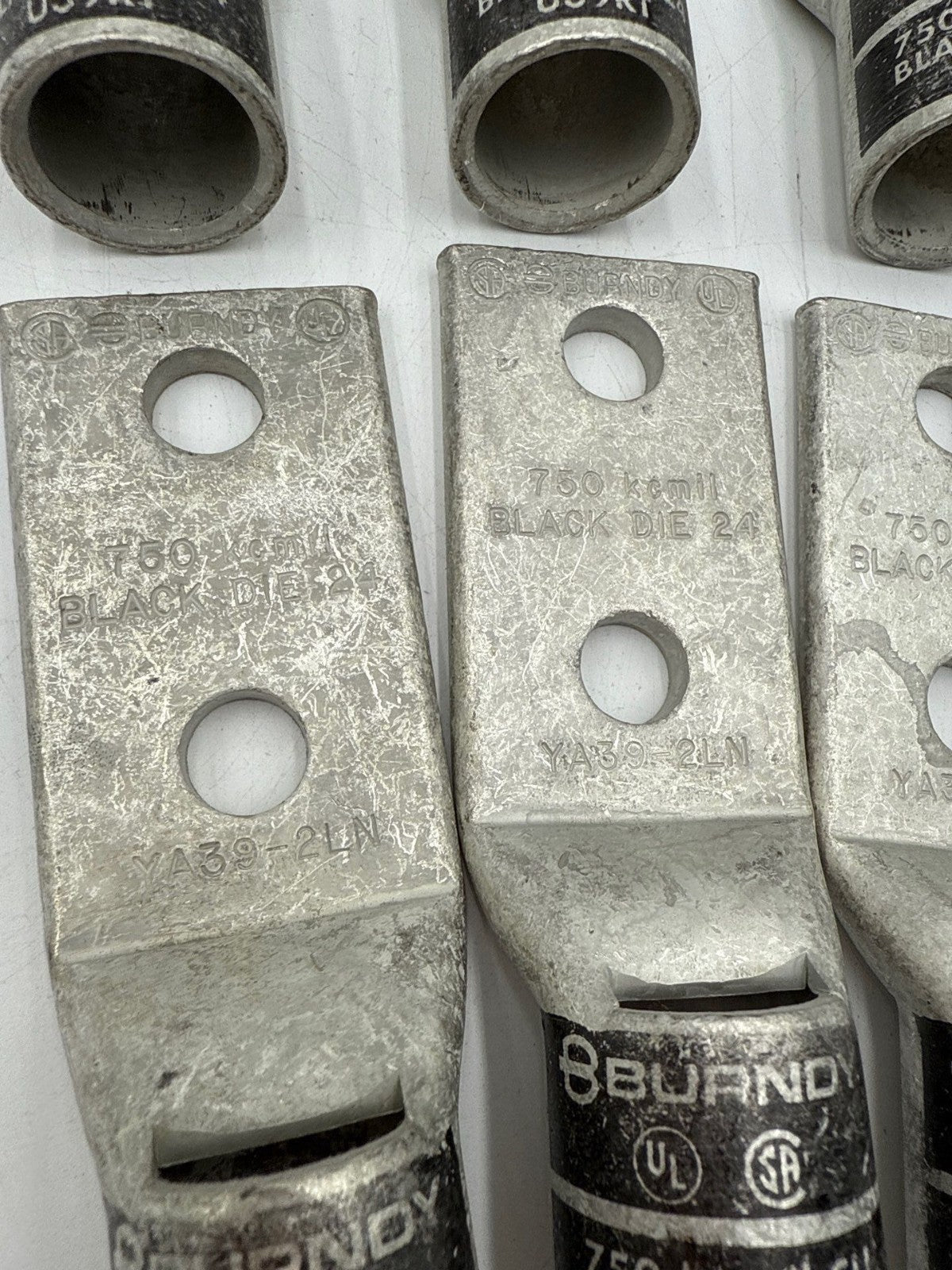 6PC Burndy YA392LN Compression Lug 750kcmil Hylug Black Die 24 YA39-2LN New