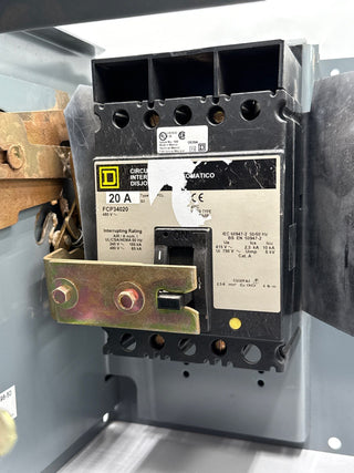 Square D Model 6 20A MCC Feeder Bucket 12" FCP34020 Breaker 20 Amp Used
