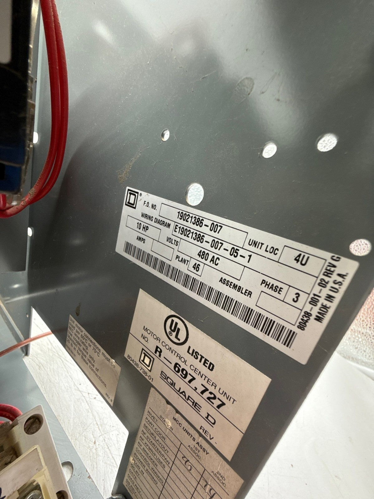 Square D Model 6 12" 30A Breaker Combo MCC Bucket Size 1 Starter FAP3603015M Used