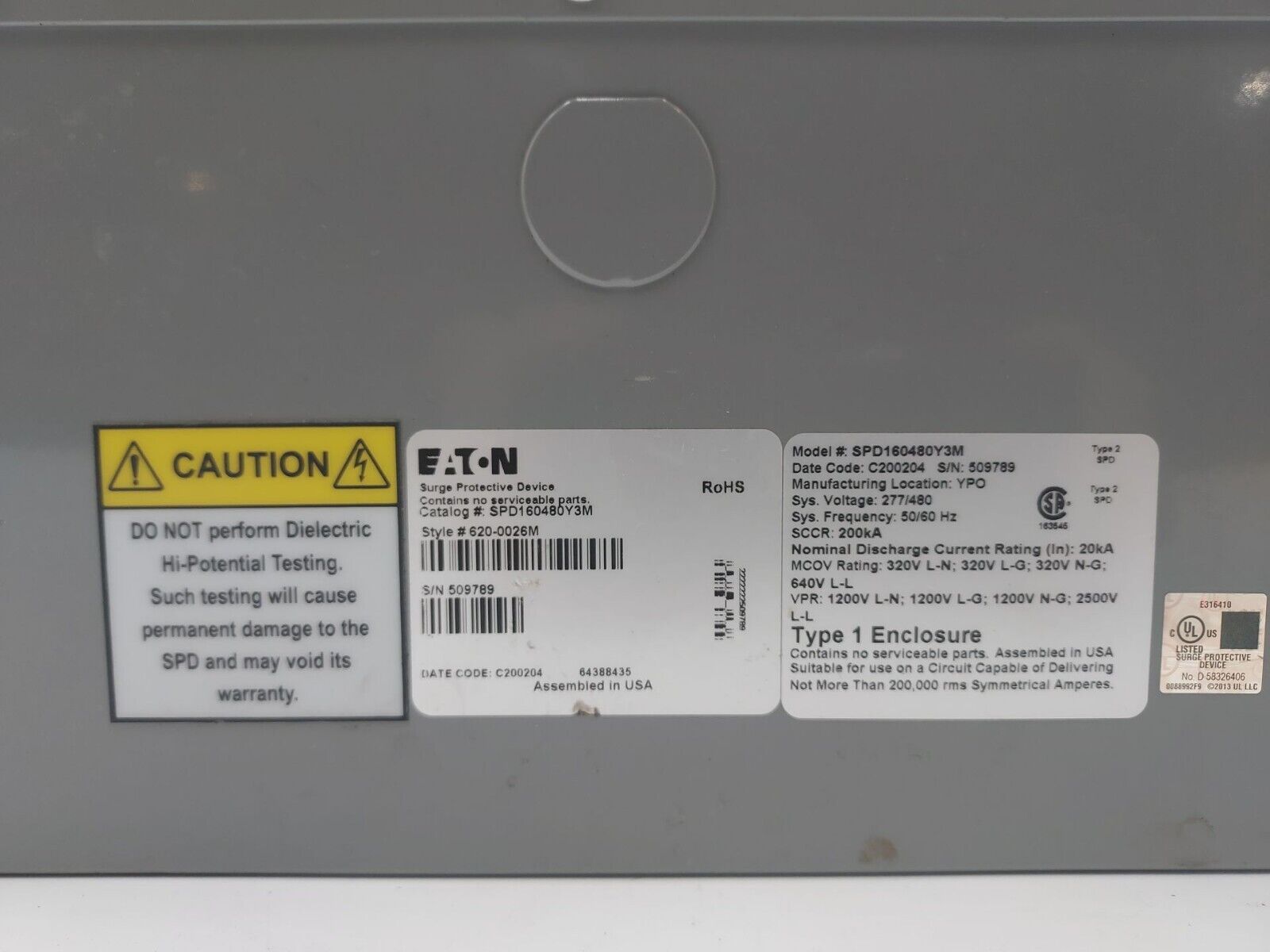 Eaton SPD160480Y3M Used