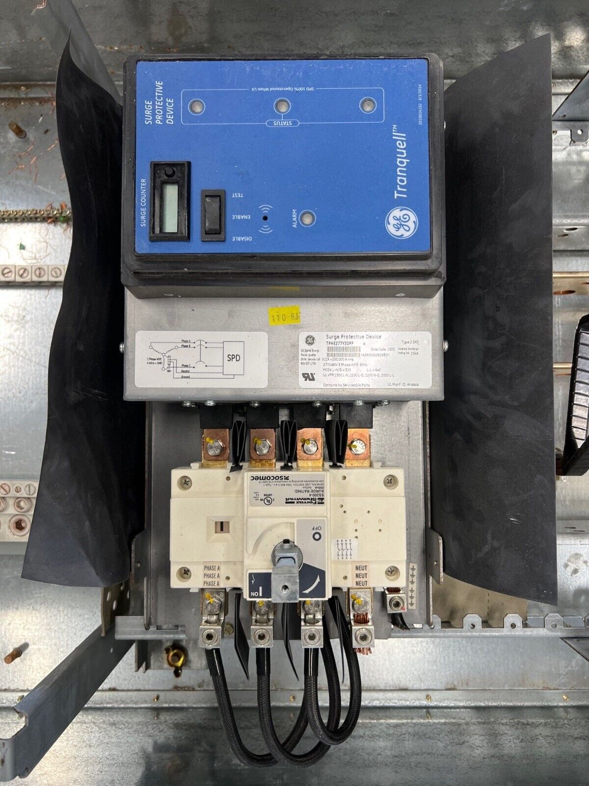 GE APN3 Bolt On Panelboard 600A 480/277V 3PH 4W 30 Cir Indoor Encl TPHE277Y20PP P651 Used