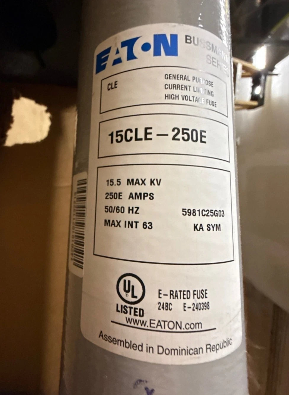 Eaton 15CLE-250E Medium Voltage Fuse 250E Amp 15.5 kV 5981C25G03 CLE E-Rated New New