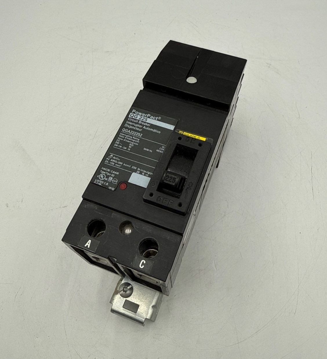 Square D QGA222252 I-Line Circuit Breaker 225A 2P 240V QGA 225 Amp 2 Pole QG 225 Used