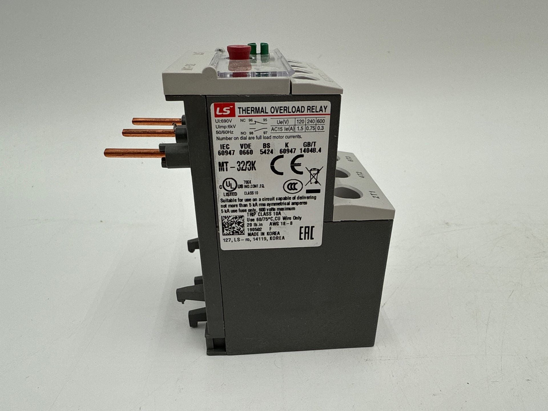 LS Electric MT-32K Thermal Overload Relay MT-32/3K 2.1 1.6-2.5A New