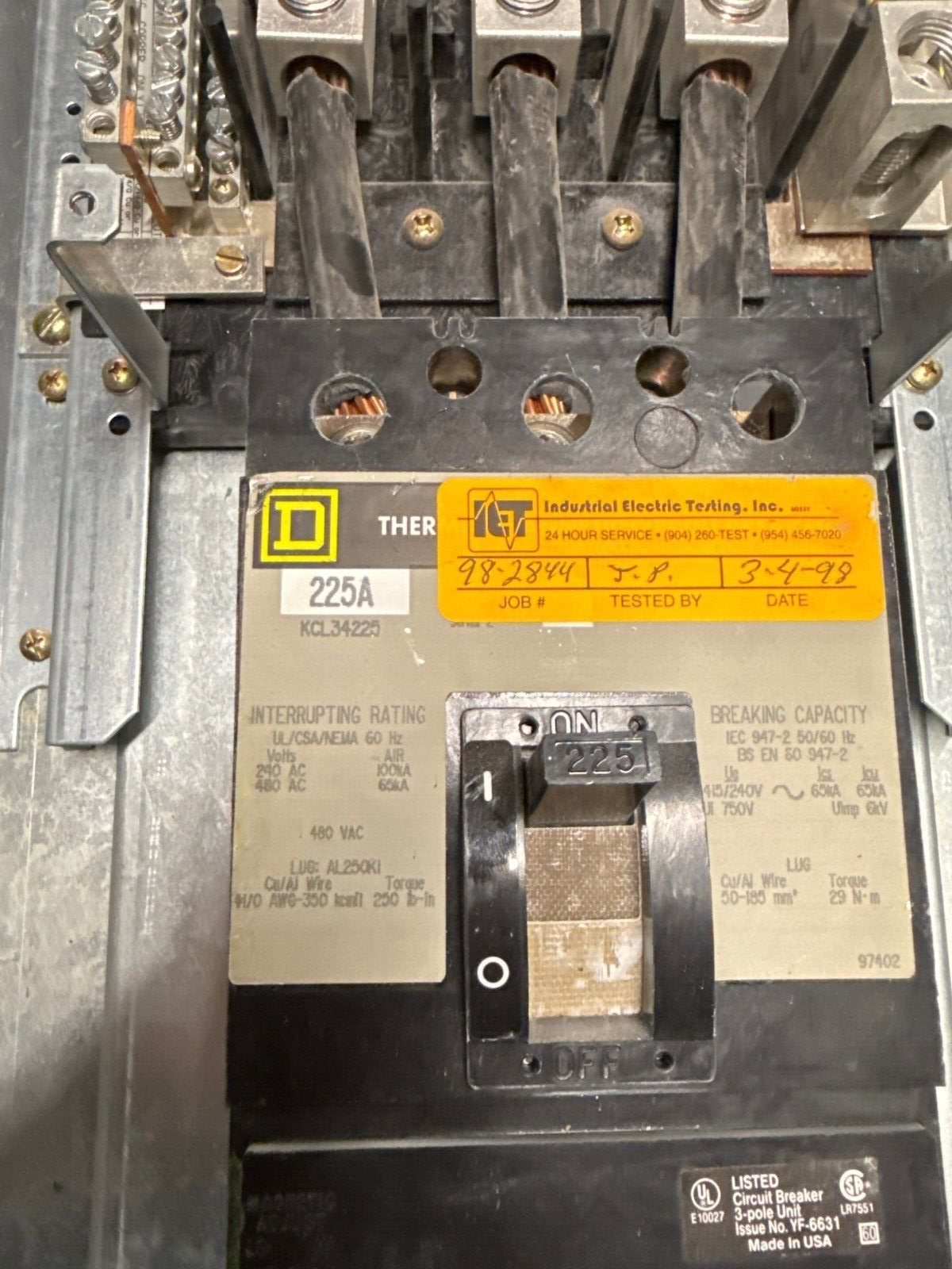 Square D NQOD Panelboard 225A 208/120V 3PH 4W Indoor Encl 42 Cir MCB KCL34225 P561 Used