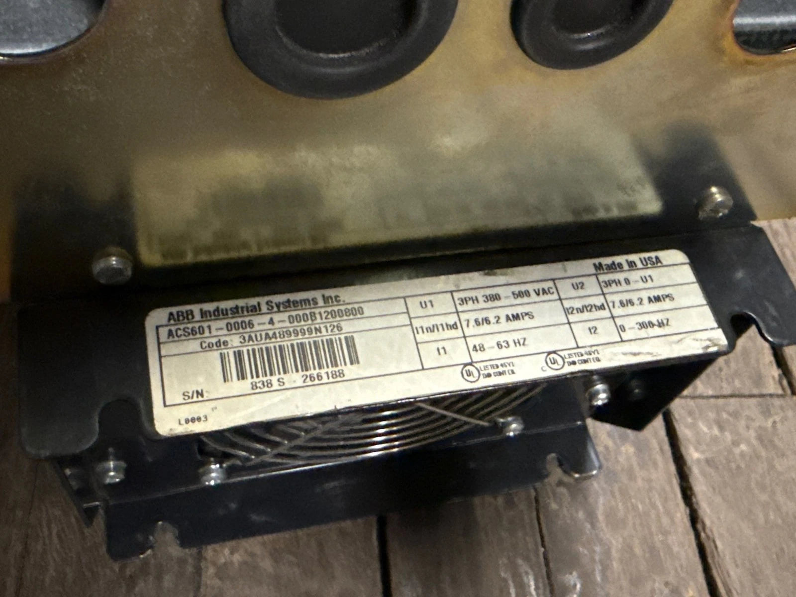 ABB ACS601-0006-4-000B1200800 Variable Freq Drive 5HP 380-500VAC 3PH 48-63Hz Used