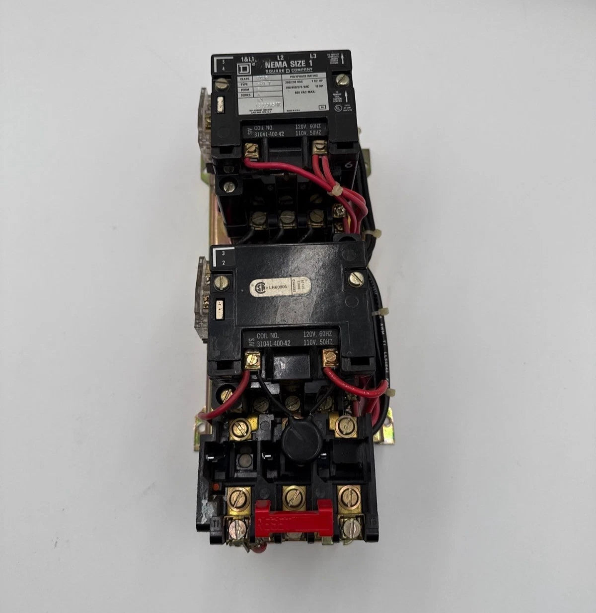 Square D 8736SC07 NEMA Size 1 Reversing Starter Coil 110/120V 27A 3P 600V 10HP Used