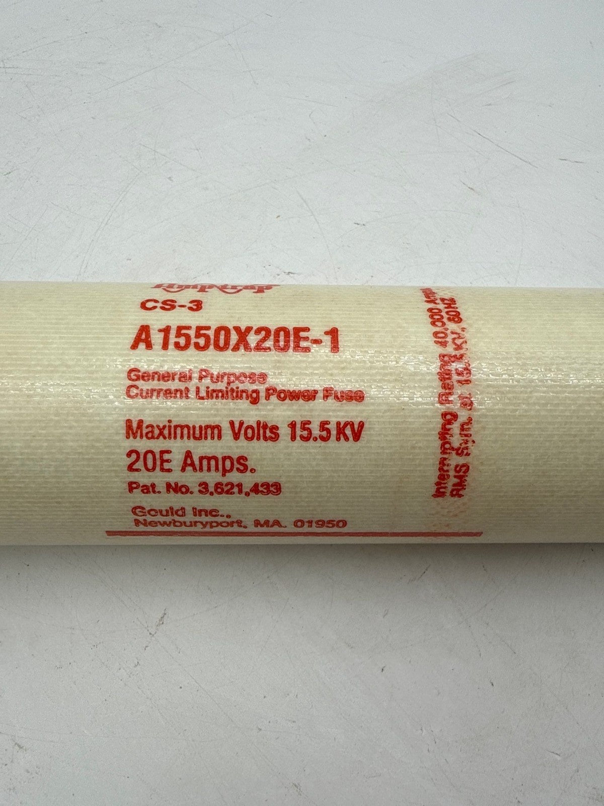 Gould A1550X20E-1 Current Limiting Power Fuse 20E 15.5KV CS-3 20 E Amps New