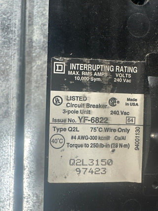 Square D NQOD442M225 NQOD Panelboard 225A 208Y/120V 3PH 4W Main MCB Q2L3150 MH50 P412 Used