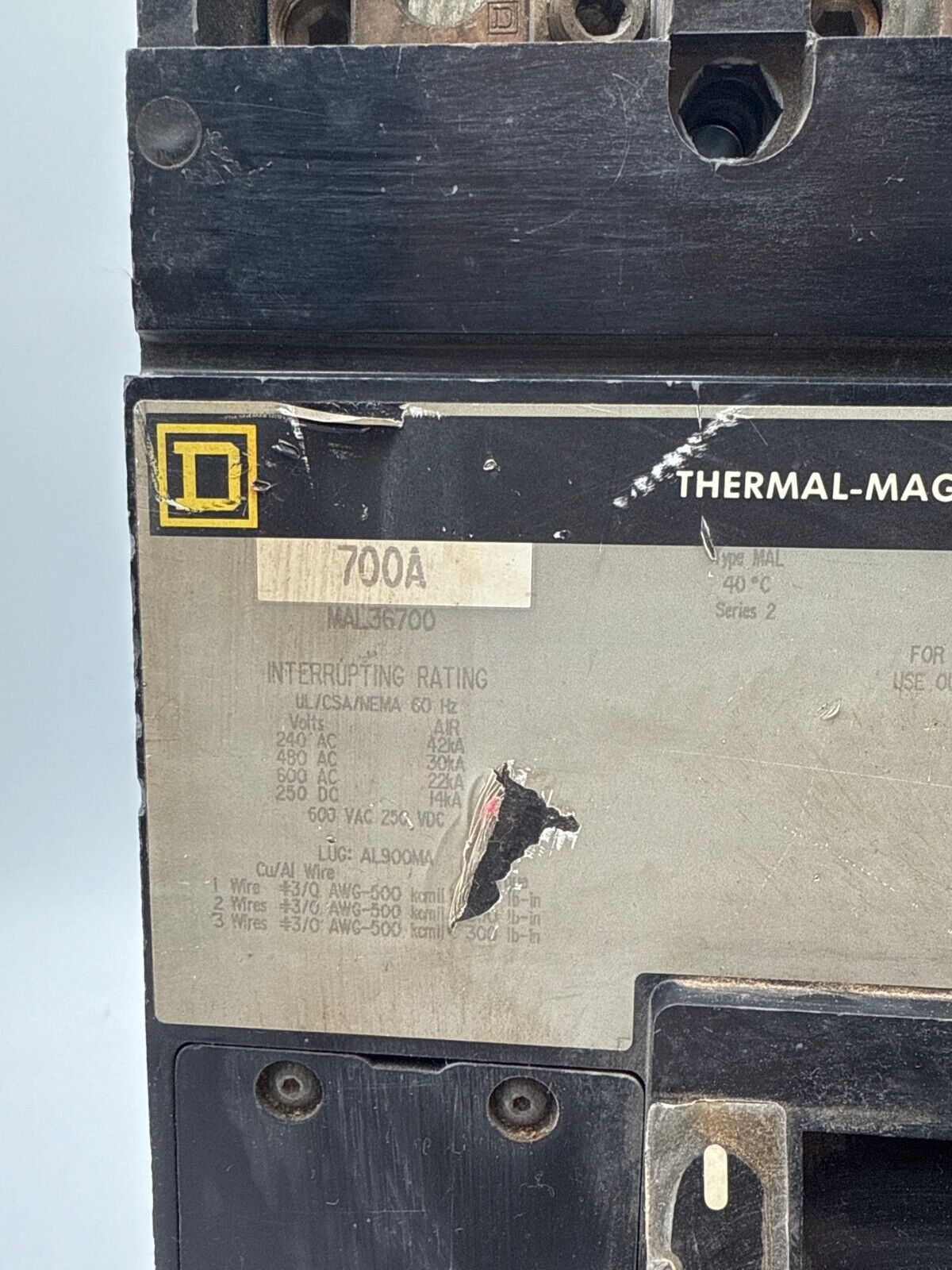 Square D MAL36700 Used
