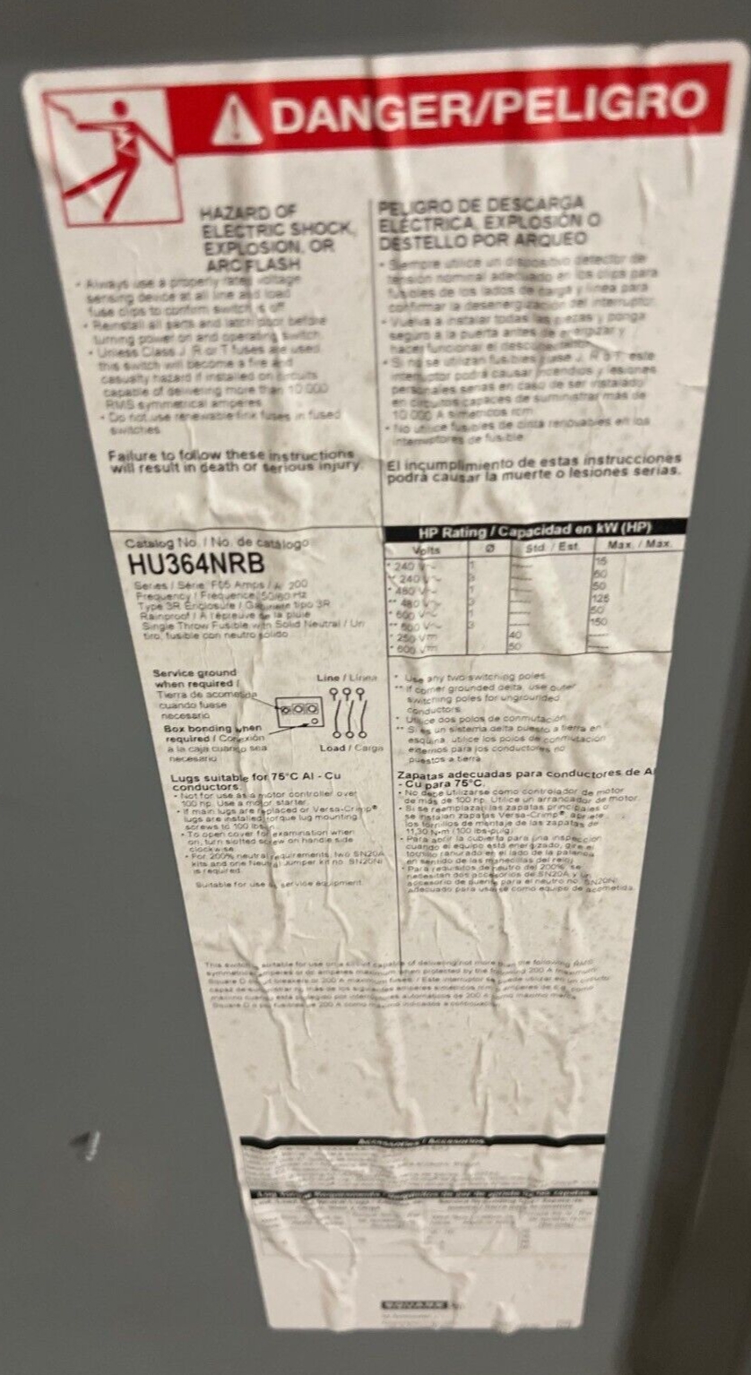 Square D HU364NRB Used