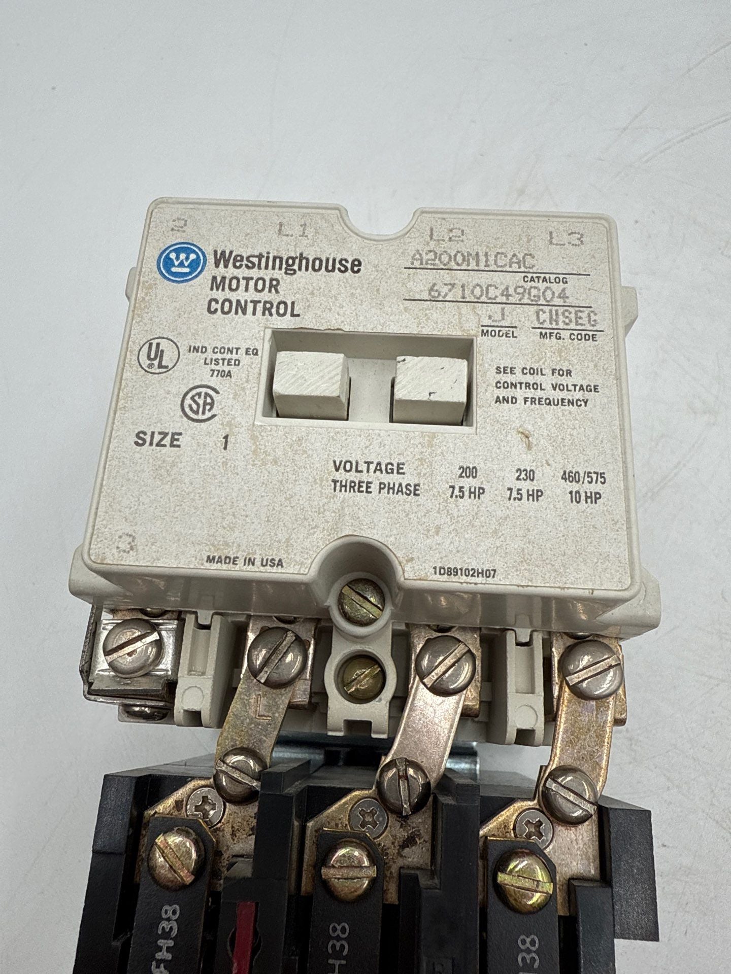 Westinghouse A200M1CAC Starter Size 1 27A 3P 600V Coil 110/120V Used