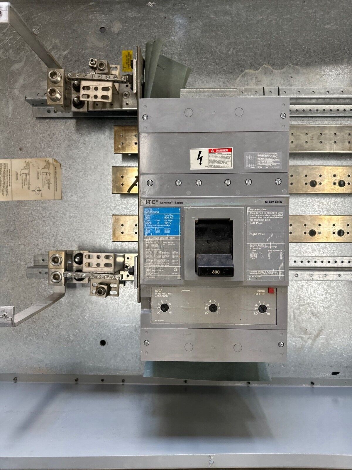 Siemens S5C90M6800ABS S5 Panelboard 800A 208/120V 3PH Indoor Encl MCB MD63F800 P503 Used