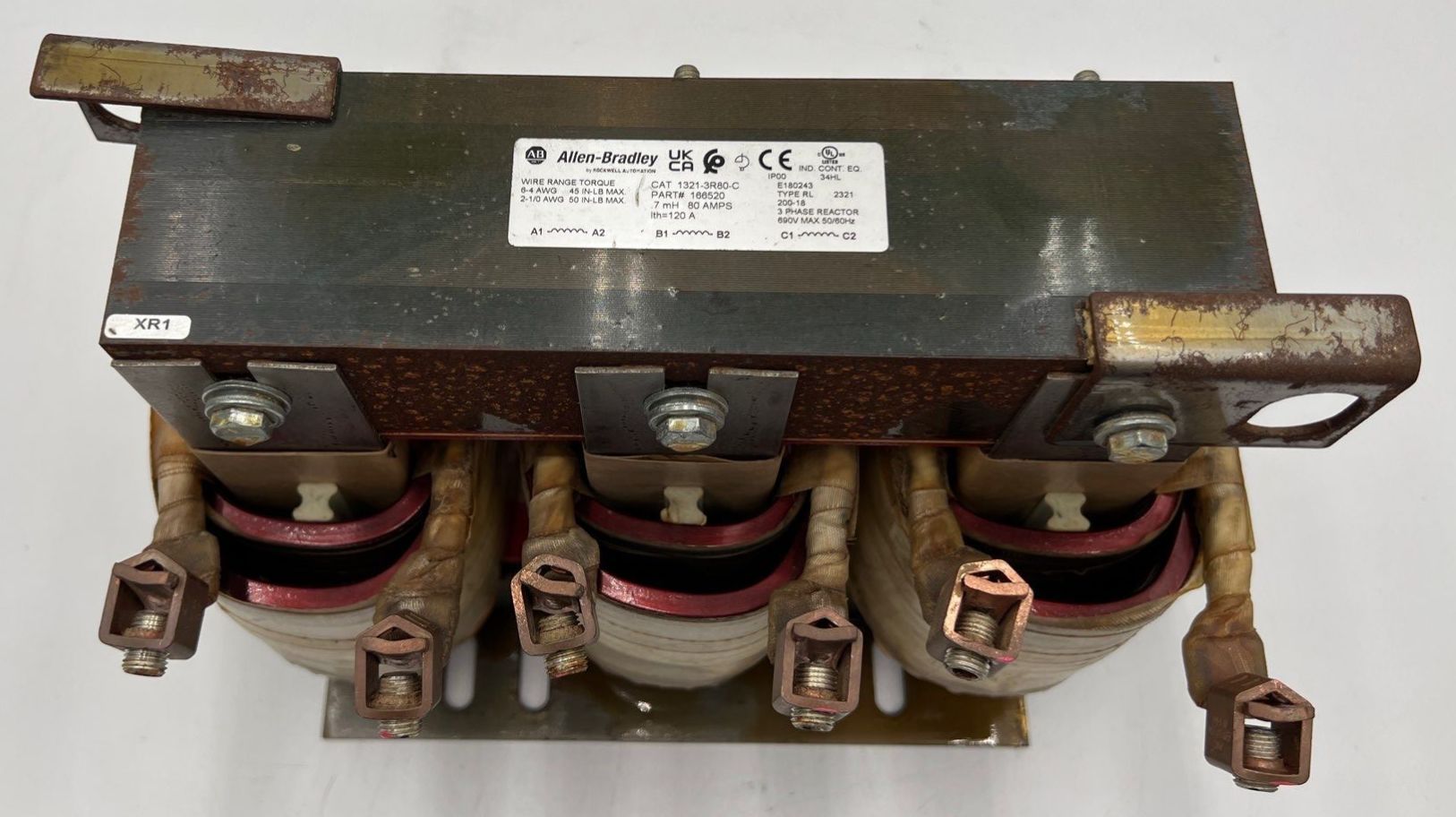 Allen Bradley 1321-3R80-C Input Output Line Reactor 0.7MH 80A 3PH 200-690V Used