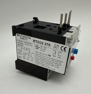 AutomationDirect RTD32-270 Thermal Overload Relay 1.8–2.7A Adj Class 10A New