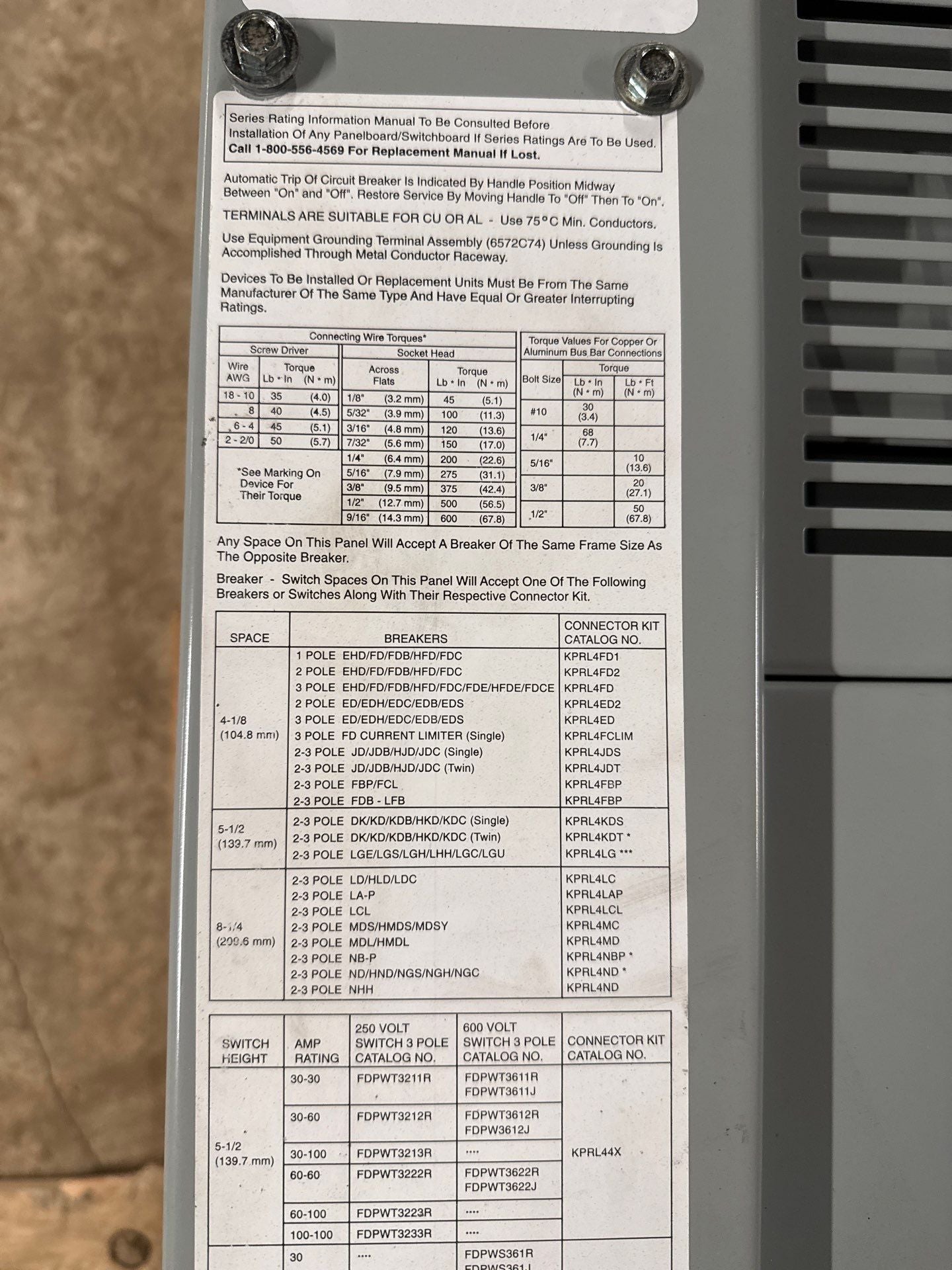 Eaton PRL4 Panelboard 600A 480/277V 3PH 4W MLO Panel 600 Amp 24 Space BX2457P Used